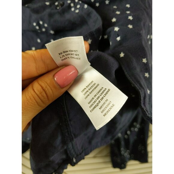 Rails Navy Galaxy Star Print Button Front Cropped Boxy Top Blouse Womens Size M - Picture 7 of 8